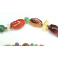 vechi colier cu pietre naturale : agate iraniene, carnelian, crisopraz, ametist, pustanite